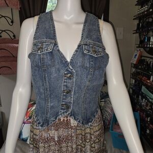 New! Button Front Denim Vest